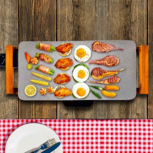 Electric Ceramic BBQ Grill | Non-Stick Surface | Indoor & Outdoor | Stone