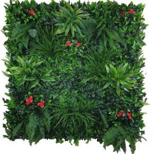 Elegant Red Rose Vertical Garden | Green Wall UV Resistant | 100cm x 100cm