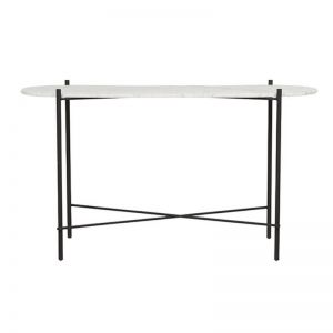 Elle Pipe Oval Console Table | White Mable | Pre Order