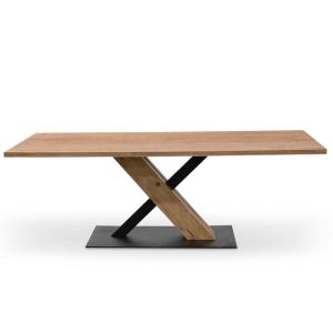 Elma Dining Table | Rustic Oak  with Wooden Metal base