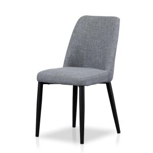 Emmitt Fabric Dining Chair | Pebble Grey with Black Legs