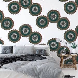Emokpaire - African Dreams | Eco Wallpaper | Green with a hint of Coral | Amba Florette