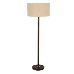 Eton 1 Light Es Floor Lamp Brass/Walnut | Beacon Lighting