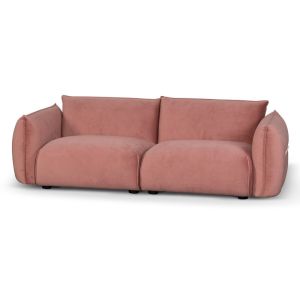 Ferrell 3 Seater Sofa | Blush Pink With Brass Frame