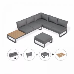 Fino Configuration F - Outdoor Modular Sofa Sunlounge Matt Charcoal