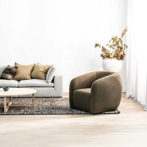 Fleur Swivel Lounge Chair | Khaki Boucle | by SATARA