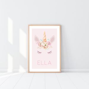 Floral Unicorn | Personalised Art Print by Arty Bub