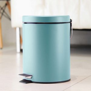 Foot Pedal Stainless Steel Rubbish Recycling Garbage Waste Trash Bin Round 7L Blue