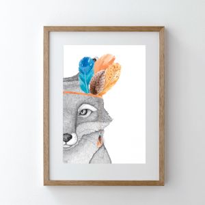 Franklin the Fox with Feather Crown | Art Print