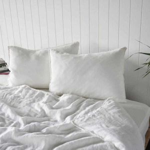 French Linen Duvet Cover w/ Button Closure | Off White