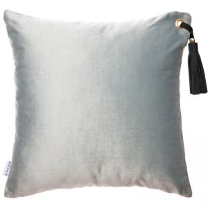 Frida Luxe Velvet Cushion | Icicle | Black Leather Tassel | by Klovah