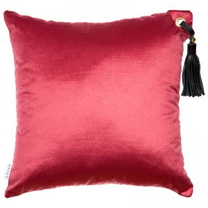Frida Luxe Velvet Cushion | Merlot | Black Leather Tassel | by Klovah