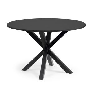 Full Argo Round Dining Table | 119cm | Black Lacquered Table Top | Black Legs