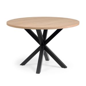 Full Argo Round Dining Table | 119cm | Natural Melamine Table Top | Black Legs