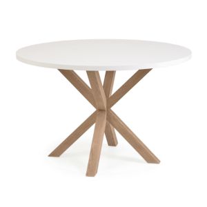 Full Argo Round Dining Table | 119cm | White Melamine Table Top | Natural Legs