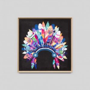 Full Headdress | Vibrant Black Framed Print