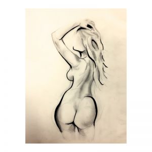 Glancing Nude | Framed Art Print on Acrylic