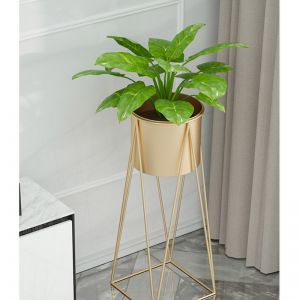 Gold Metal Plant Stand with Gold Pot Holder | 50cm