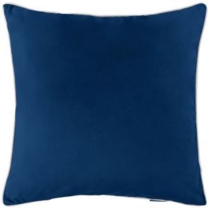 GRANGE Prussian Blue Premium Velvet White Piping Cushion Cover | 50cm x 50cm