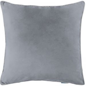 GRANGE Steel Grey Premium Velvet White Piping Cushion Cover | 50cm x 50cm