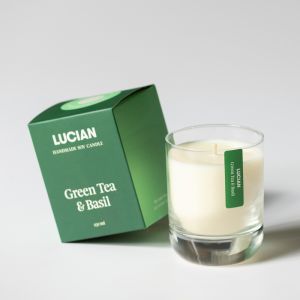 Green Tea & Basil | Glass Candle