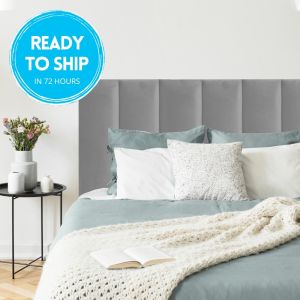 Grey Neutral Velvet Panelled Upholstered Bedhead | Martini Furniture | FREE DELIVERY