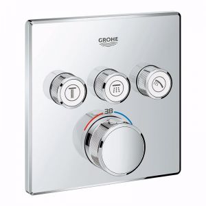 GROHE SmartControl Concealed Thermostat 3 Button Square Chrome