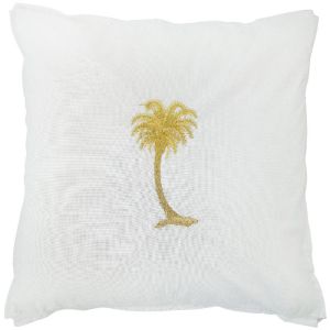 HABANA White and Gold Palm Tree Cushion Cover 50 cm by 50 cm