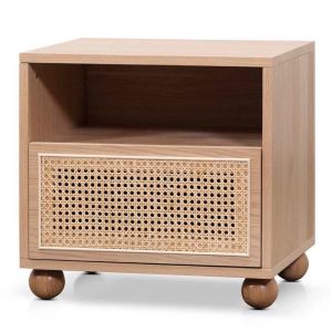 Haley Wooden Side Table with Rattan Front | Natural