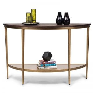 Half Round Hallway Console | French Brass with Wood Top | by Lirash