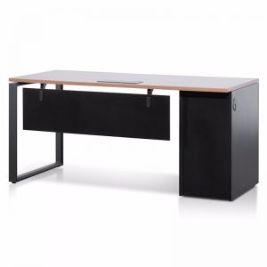 Halo Single Seater Walnut Office Desk | Black Legs | 1.6m