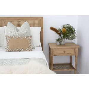 Hamilton Cane Bedside Table | Weathered Oak | PREORDER