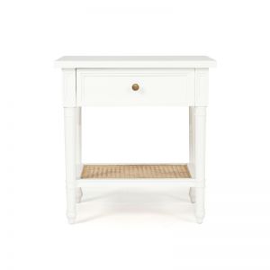 Hamilton Cane Bedside Table | White