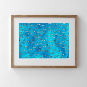 Hammerhead Sharks in Water | Unframed Art Print