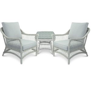 Hamptons 3pc Occasional Set | Surfmist Wicker and Dune Spunpoly Cushions