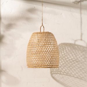 Handwoven Bamboo Natural Light Shade with Handle | Large l Pre Order