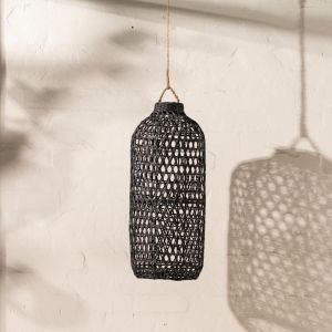 Handwoven Bamboo Tall Lampshade in Black