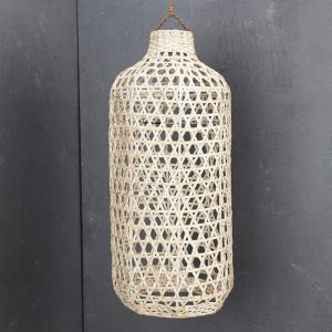 Handwoven Bamboo Tall Lampshade in Whitewash l Pre Order