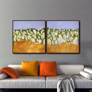 Hanging Rock Diptych I Framed Canvas Print by Michael Wolfe