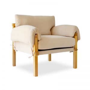 Harper Corduroy & Oak Arm Chair | Sand | by Black Mango