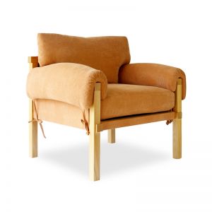 Harper Corduroy & Oak Arm Chair | Terracotta | by Black Mango