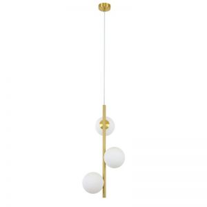 Helix 3 Light Pendant with Frosted Glass Shades in Brass | Beacon Lighting