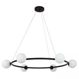 Helix 6 Light Pendant with Frosted Glass Shades in Black | Beacon Lighting