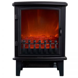 Heller 1800W Electric Fireplace Heater Black Freestanding Flame/Fire Effect
