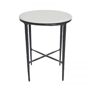 Heston Round Marble Side Table | Black