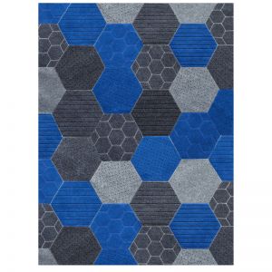 Hex Rectangle Rug | Blue | By Ground Control