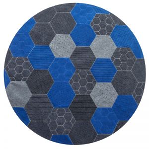 Hex Round Rug | Blue | By Ground Control