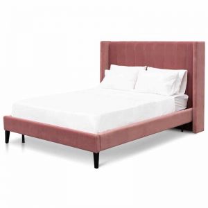 Hillsdale King Bed Frame | Blush Peach Velvet