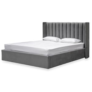 Hillsdale King Bed Frame | Wide Base in Charcoal Velvet