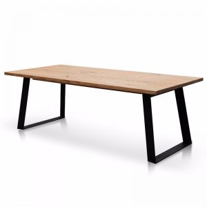 Hudson 2.2m Straight Top Dining table | Rustic Oak | Metal Legs